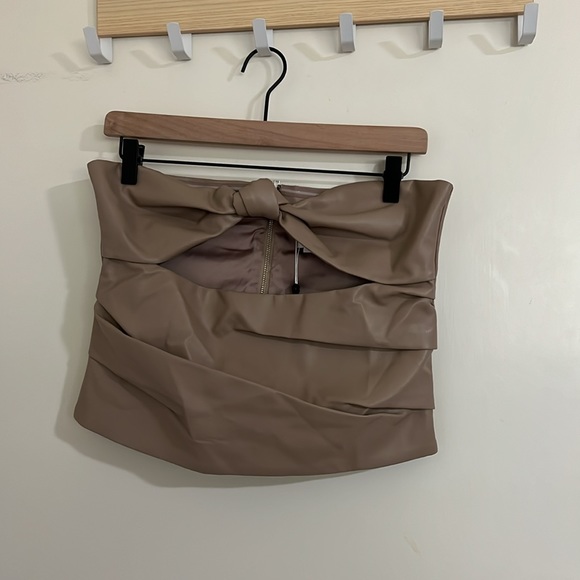 Daxton Faux Leather Top in Beige Neutral - Picture 2 of 4